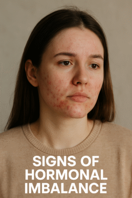 Woman experiencing hormonal acne