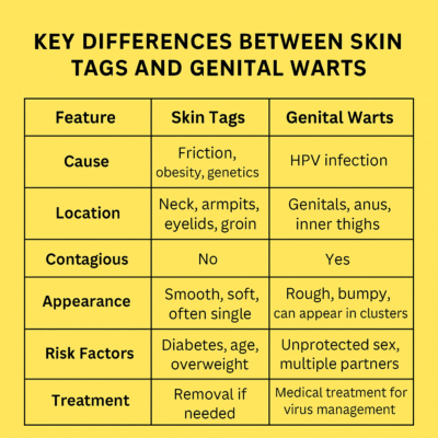 Difference between skin tags and genital warts